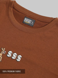 Border Line Brown Half Sleeve T-Shirt
