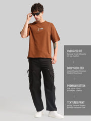 Border Line Brown Half Sleeve T-Shirt