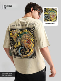 Chameleon Print Biscuit Half Sleeve T-Shirt
