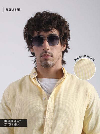 Mini Checks Yellow Full Sleeve Shirt