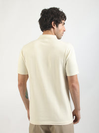 Racer Stripe FlatKnit Cream Half Sleeve T-Shirt