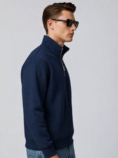 Cozy Cut Zipper Full Sleeve Navy Sweatshirt