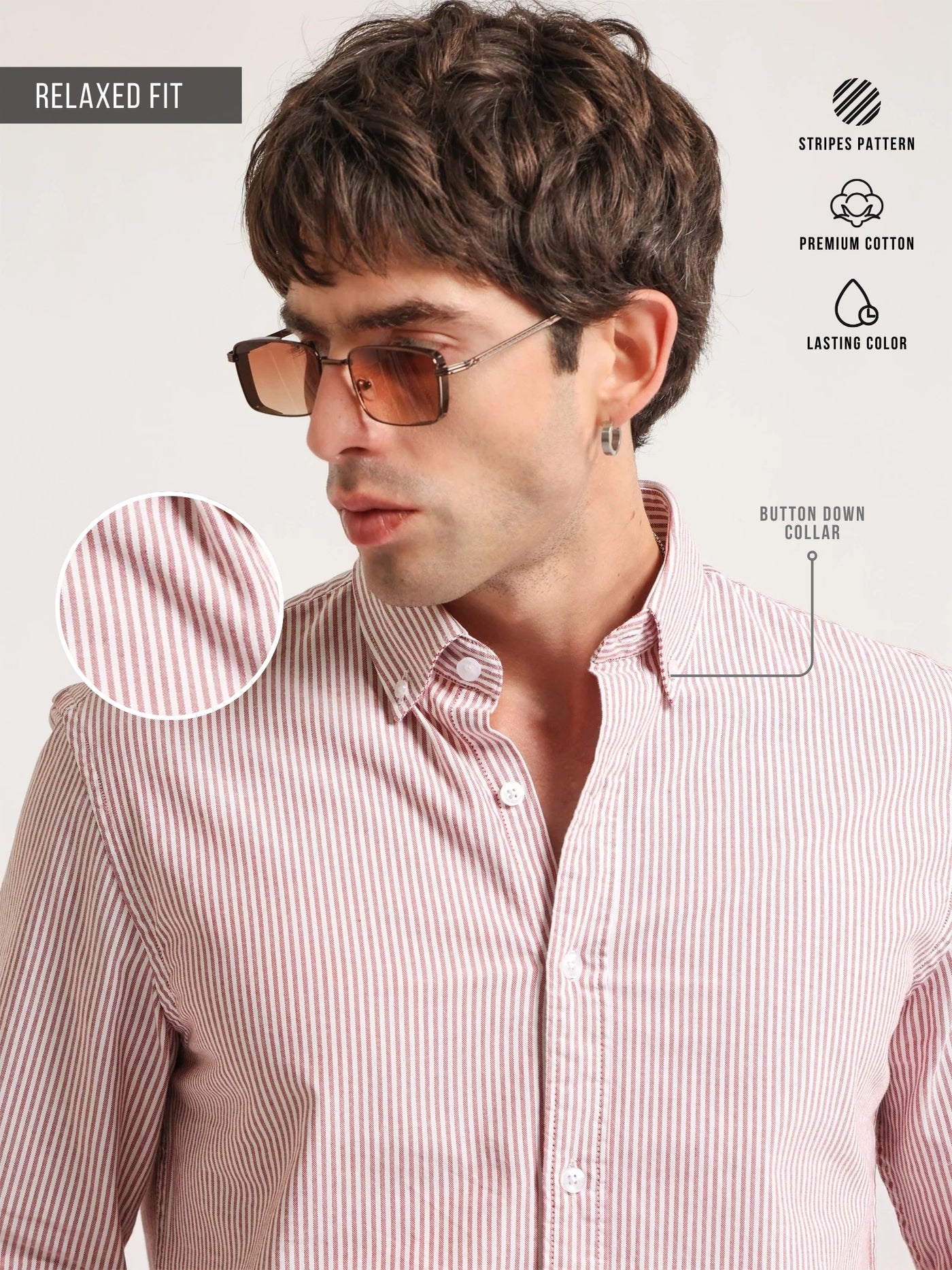 Oxford Stripes Red Full Sleeve Shirt