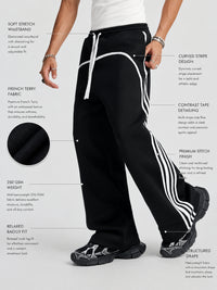 Baggy Fit Side Taped Black Pant