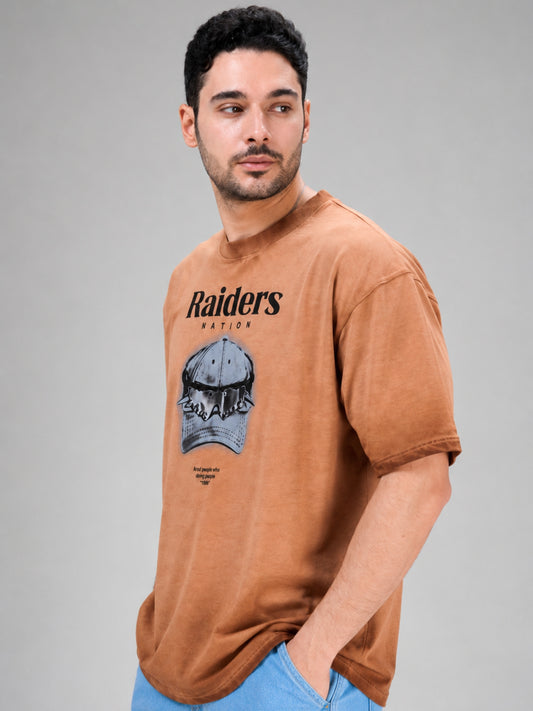 AcidWash Raider Mustard Half Sleeve T-Shirt
