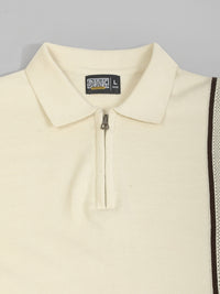 Racer Stripe FlatKnit Cream Half Sleeve T-Shirt