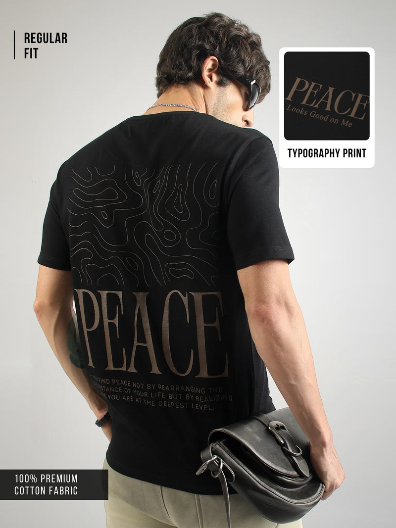 Peace Black Half Sleeve T-Shirt