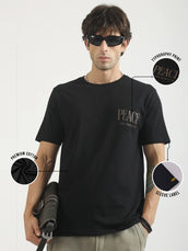 Peace Black Half Sleeve T-Shirt
