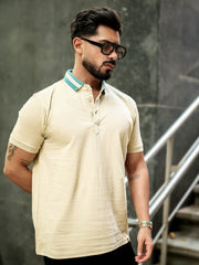 Contrast Collar Biscuit Polo T-Shirt
