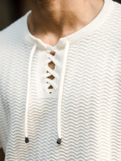 Curlwave Half White Henley Half Sleeve T-Shirt