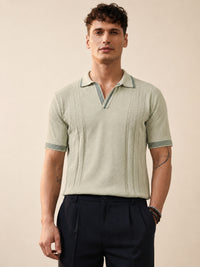 Biscuit Pointelle Half Sleeve Polo T-Shirt