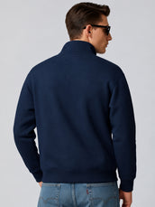 Cozy Cut Zipper Full Sleeve Navy Sweatshirt