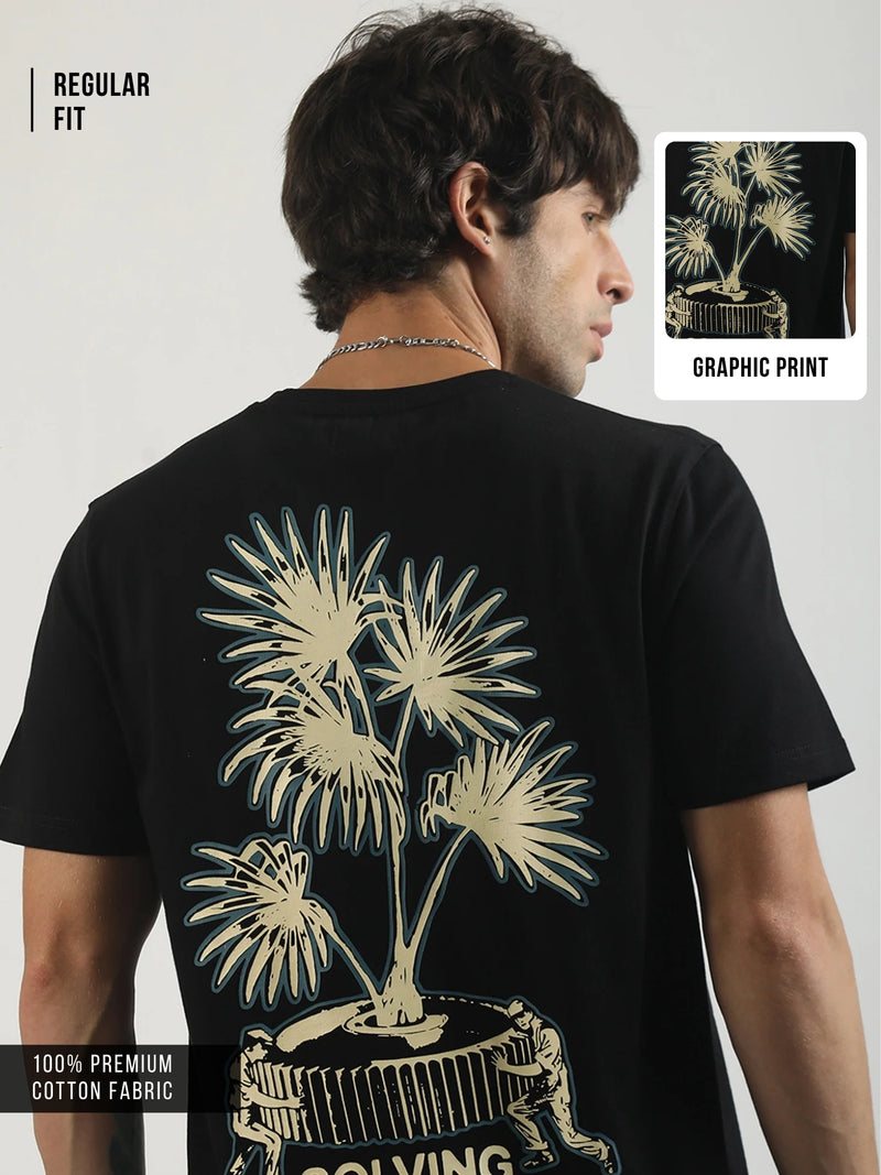 Solving Problem Black, Cream Half Sleeve T-Shirt