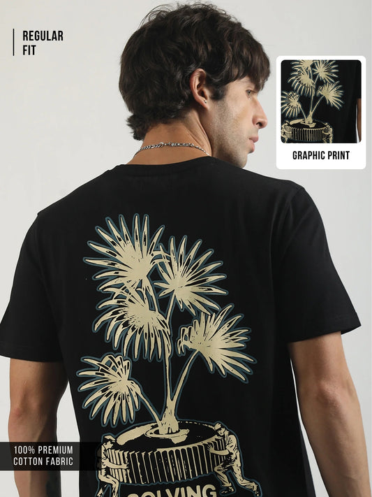 Solving Problem Black, Cream Half Sleeve T-Shirt