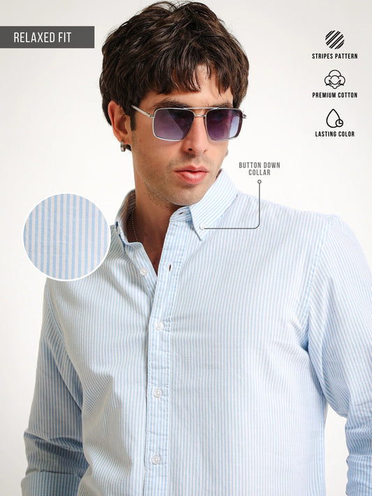 Oxford Stripes Light Blue Full Sleeve Shirt