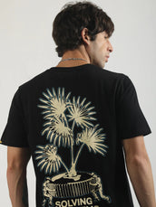 Solving Problem Black, Cream Half Sleeve T-Shirt