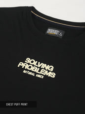 Solving Problem Black, Cream Half Sleeve T-Shirt