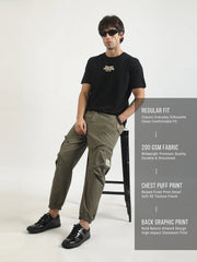 Solving Problem Black, Cream Half Sleeve T-Shirt