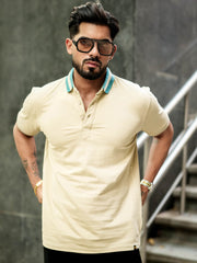Contrast Collar Biscuit Polo T-Shirt