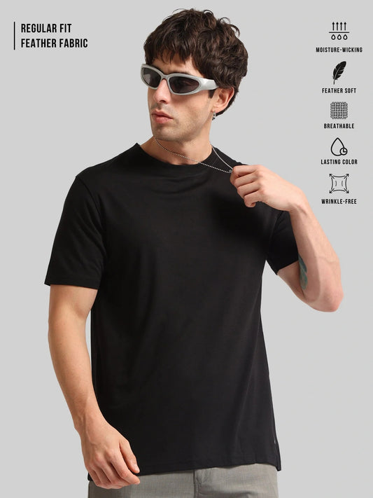 Basic Solid Black Half Sleeve T-Shirt