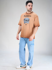 AcidWash Raider Mustard Half Sleeve T-Shirt