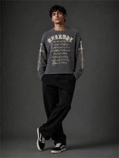 Wordings Grey Waffle Full Sleeve T-Shirt