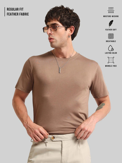 Basic Solid Brown Half Sleeve T-Shirt