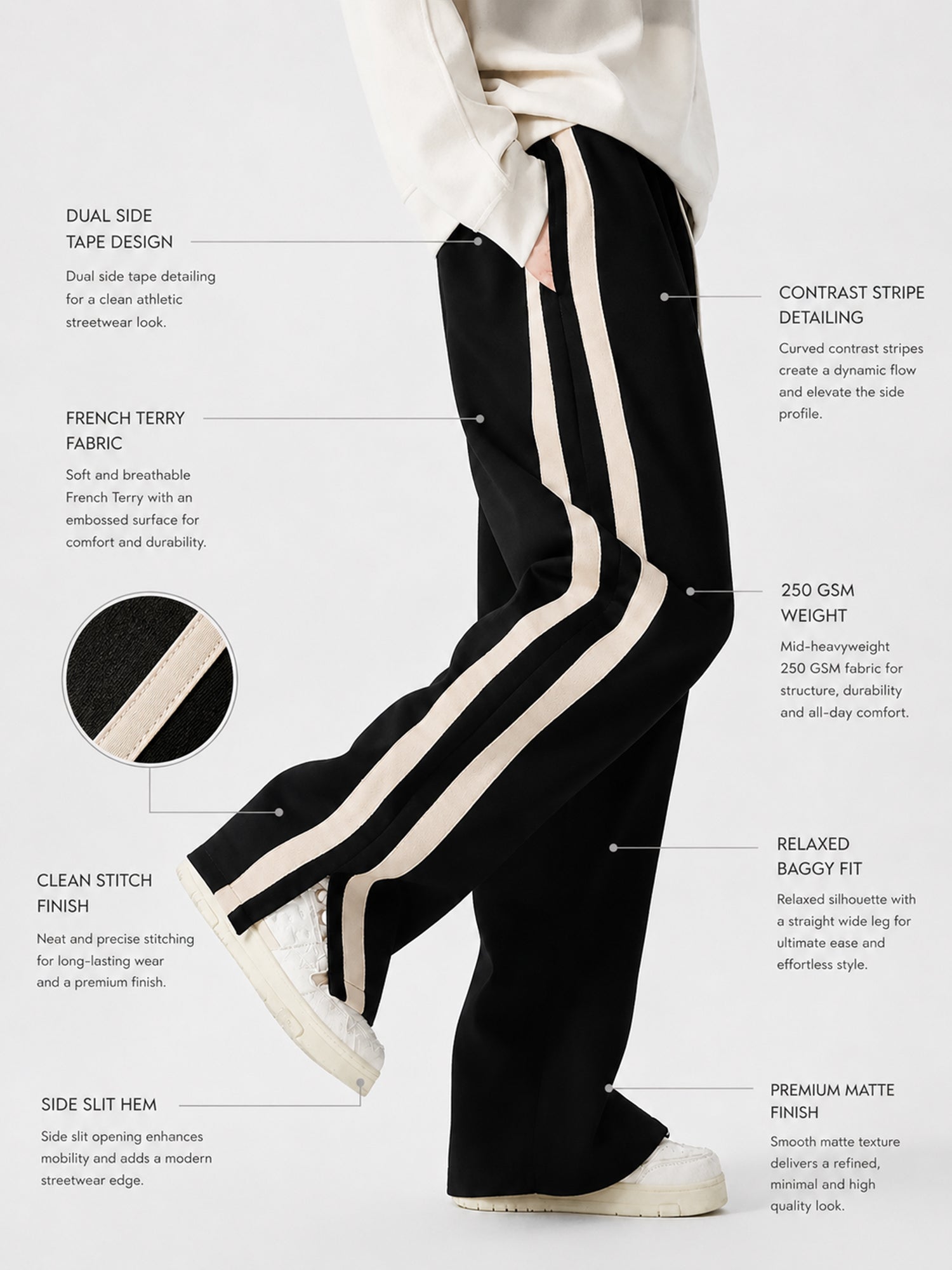 Dualtape Black Baggy Fit Pant – ManiacLife.com