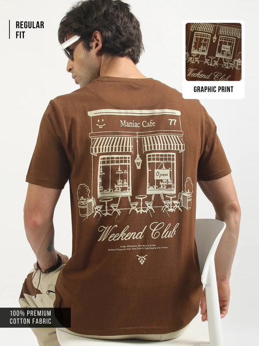 Weekend Club Brown Half Sleeve T-Shirt