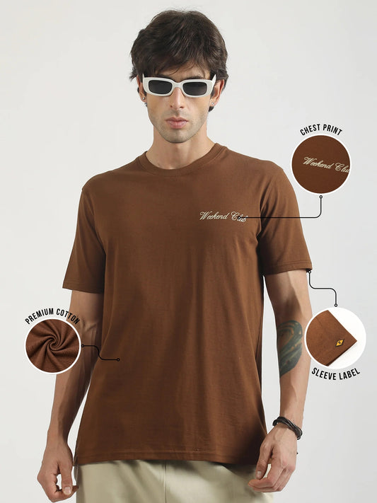 Weekend Club Brown Half Sleeve T-Shirt