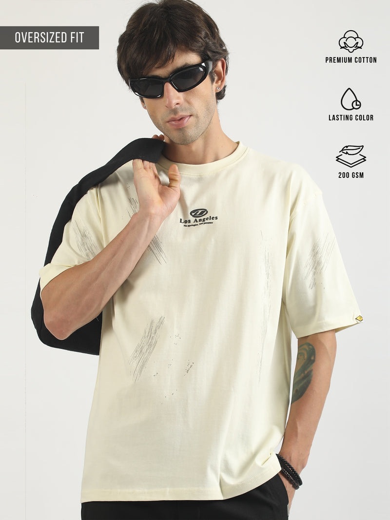 Los Angles Cream Half Sleeve T-Shirt