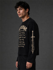 Wordings Black Waffle Full Sleeve T-Shirt