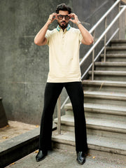 Contrast Collar Biscuit Polo T-Shirt