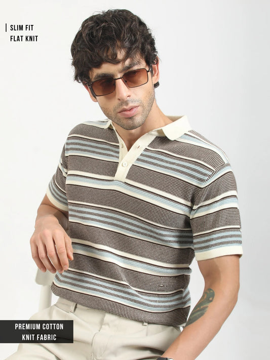 Brown Signal Half Sleeve Polo T-Shirt