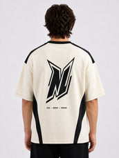 Cut & Sew Cream Half Sleeve T-Shirt