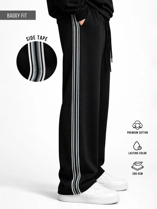 Shadow Stripe Black Baggy Fit Pant