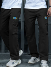 Black Buckle Up Baggy Fit Cargo Pant