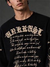 Wordings Black Waffle Full Sleeve T-Shirt