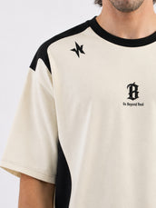 Cut & Sew Cream Half Sleeve T-Shirt