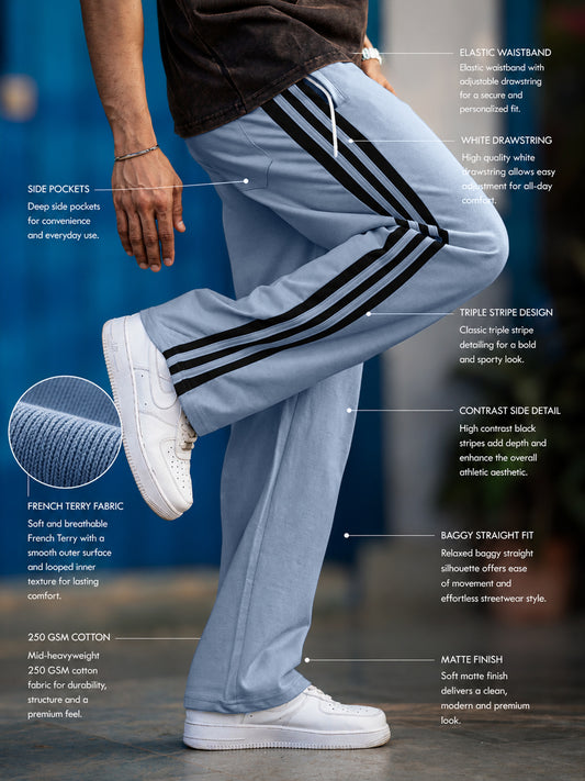Baggy Fit Light Grey Taped Pant