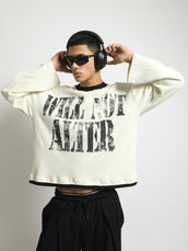 Will Not Alter Cream, Black Full Sleeve Boxy T-Shirt