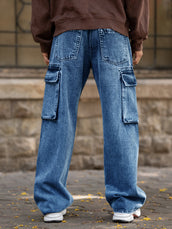 Deep ocean baggy cargo jeans for men - view 4