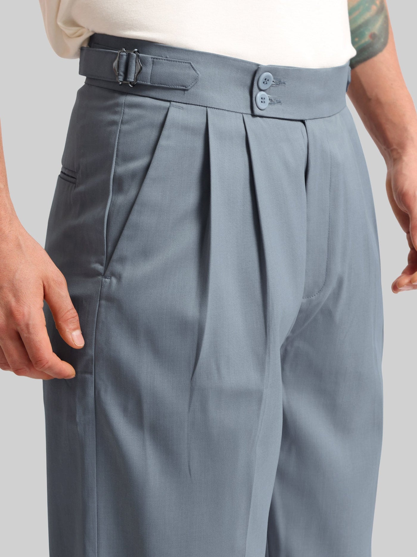 Baggy Classic Light Grey Gurkha Trousers