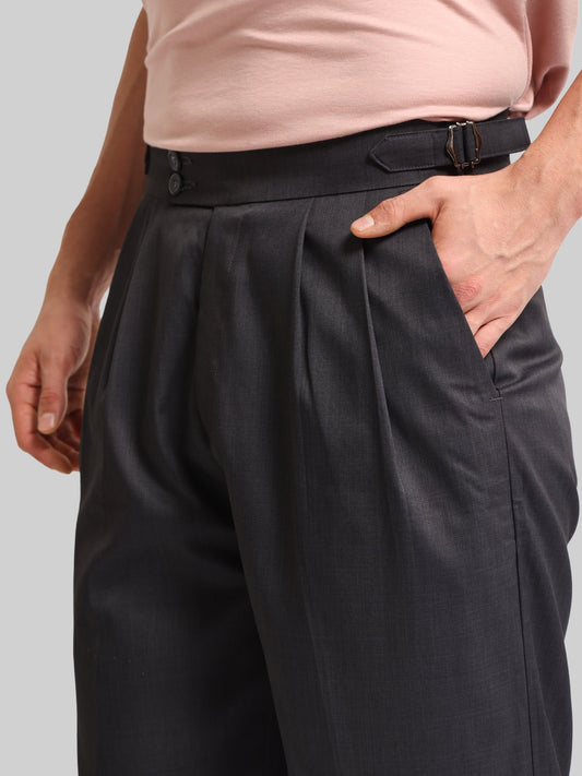 Baggy Classic Dark Grey Double-Button Gurkha Trousers