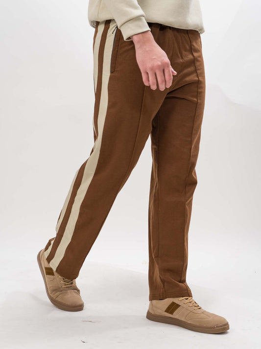 Pleat Dualtape Brown Trackpant