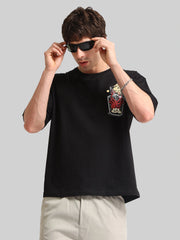 Octobus print Black Half Sleeve T-Shirt