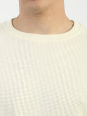Cream Raw Edges Full Sleeve T-Shirt