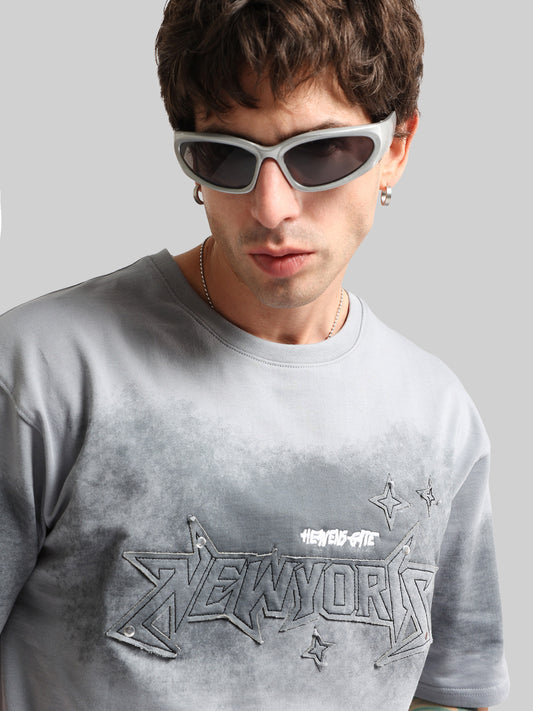 Newyork Patch Grey Half Sleeve T-Shirt