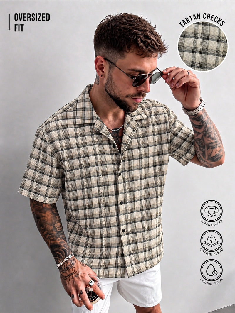 Plaid Checks Beige Shirt