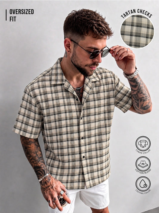 Plaid Checks Beige Shirt